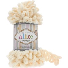 Alize Puffy Parmak Örgü İpi 5 Adet Renk KODU:VANILYA-742-PUFFY Ip Tığsız Şişsiz Örgü İpi