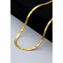 Akyüz Gümüş Italyan Yassı Zincir Altın Kaplama Kolye 194