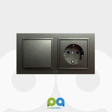 Elbi Zena Anahtar Topraklı Priz Ikili Çerçeve Füme Ikili Takım