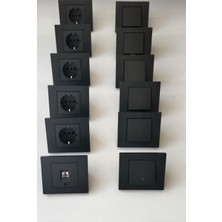 Ovivo Grano Siyah Sıva Altı 5 Ad Anahtar 5 Ad Topraklı Priz 1 Ad Tlf Prizi 1 Ad. Liğht Anahtar-12 Ad