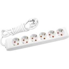 Viko Multi-Let Altılı Priz Topraklı Kablolu Çocuk Korumalı 3 Metre-Beyaz 6 Lı Uzatma Kablosu