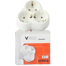 Viko Yonca Üçlü Topraklı Fiş Priz Aksesuar Beyaz Renk Modern Tasarım ve Yüksek Dayanıklılık
