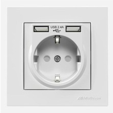 Mutlusan Beyaz Rita 2li USB Topraklı Priz