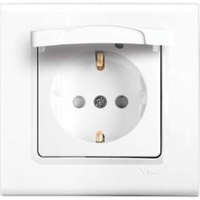 Viko Linnera Kapaklı Topraklı Priz(Çerceve Dahil) Viko Linnera 90 44 00