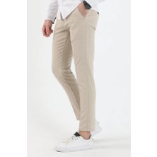 Mero Life Erkek Krem Italyan Kesim Slim Fit Kaliteli Esnek Likralı Bilek Boy Kumaş Pantolon