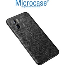 Microcase Xiaomi Redmi Note 11E / Redmi 10 5g Leather Serisi Deri Efekt Silikon Kılıf - Siyah AL3337