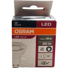 Osram 4,5W = 50W Ilık Beyaz Işık LED Spot Ampul 10 Adet 4000K