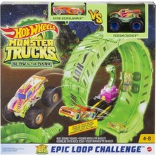 EC Shop Dolu Oyuncak HBN02 Hot Wheels Monster Trucks Karanlıkta Parlayan Çemberde Yarış Seti