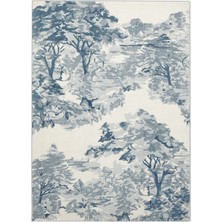 Rugs Modern doğa Temalı Mavi Beyaz Dekoratif Dokuma Taban Halı Mira 1276
