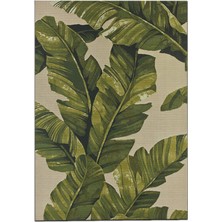 Rugs Modern yeşil Yaprak Temalı Bej Dijital Baskı Dekoratif Dokuma Taban Halı Mira 1281