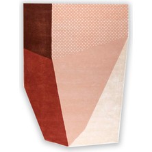 asimetrik Form Pudra Bej Puantiye Desenli Dekoratif Dokuma Taban Halı 1253