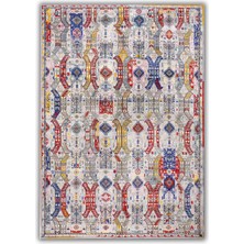 Rugs Modern mira 1246 Gri Mavi Kırmızı Etnik Eskitme ve Vintage  Çok Renkli  Dokuma Taban Halı