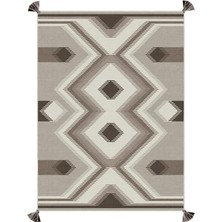 Rugs Modern mira 1178 Bej Kahverengi Etnik Desenli Püsküllü Dokuma Taban  Halı