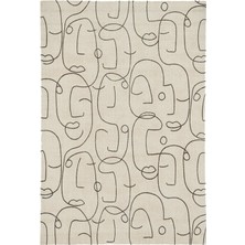 Rugs Modern mira 1126 Siyah Bej Minimalist Yüz Figürlü Dokuma Taban Halı