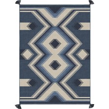 Rugs Modern mira 1179 Mavi Lacivert Ikat  Etnik Desenli Püsküllü Dokuma Taban  Halı