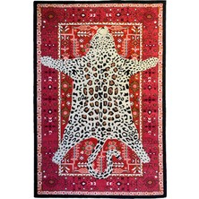 Rugs Modern Mira 889 Kırmızı Vintage Görünüm Leopar Halı