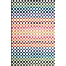 Rugs Modern mira 2080 Multy Çok Renkli Dama Desen Dokuma Taban Halı
