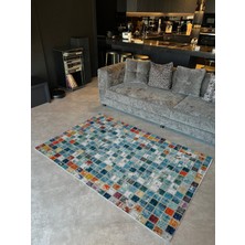 Rugs Modern mira 1056 Mozaik Desen Patchwork Tema Mavi  Tasarım Dokuma Taban Halı
