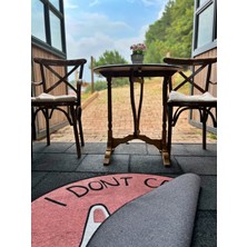 Rugs Modern Mira 1067 I Don't Care Yazılı Kedi Figürlü Yuvarlak Dokuma Taban Halı