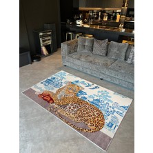 Rugs Modern mira  1049 Kaplan Blue Blanc Arka Temalı Dokuma Taban Halı