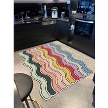 Rugs Modern Mira 1028 Çok Renkli Dalgalı Tasarım Dokuma Taban Halı