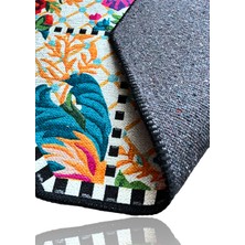 Rugs Modern Mira 886 Beyaz Çiçekli Floret Damalı Sekizgen Halı