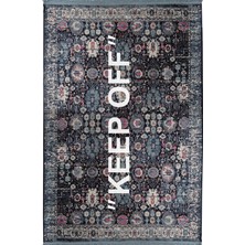 Rugs Modern Keep Off Mira 2105 Vintage Lacivert Desenli Dokuma Taban Halı