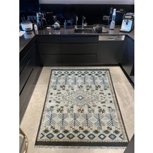 Rugs Modern cotton 568 Etnik Haki Bej Saçaklı Etnik Dokuma Taban Kilim