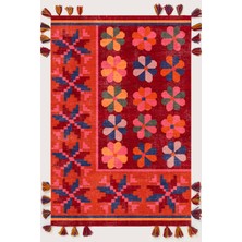 Rugs Modern Mira 567 Etnik Çiçek Temalı Saçaklı Etnik Dokuma Taban Kilim