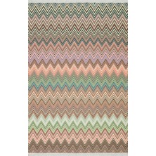 Rugs Modern Cotton 544 Pastel Tonlarda Çok Renkli Zigzag Desenli Kilim