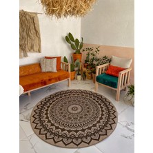 Rugs Modern Jutte Marakesh Q 5007 Jüt Yuvarlak Siyah Kilim