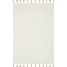 Rugs Modern Moroccan 9009 Ekru Hasır Görünüm Ekru Püsküllü Modern Kilim