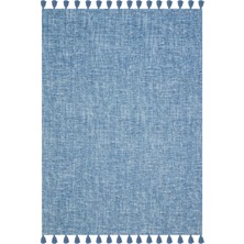 Rugs Modern Moroccan 9007 Mavi Renkli Hasır Görünüm Mavi Püsküllü Modern Kilim