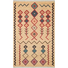 Rugs Modern Moroccan 535 Etnik Desenli Boho Stil Jüt Görünüm Saçaklı Kilim