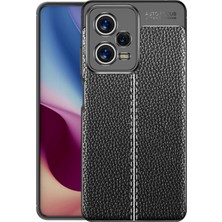 Microcase Xiaomi Poco X5 Leather Serisi Deri Efekt Silikon Kılıf - Siyah AL3337