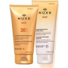 Nuxe Güneş Koruyucu Yüz ve Vücut Sütü SPF30 150 ml + Güneş Sonrası Nemlendirici Şampuan