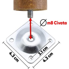 Badem10 Mobilya Baza Koltuk Zigon Ayağı Metal Bağlantı Aparatı Düz Ayakları Tabanı M8 Civatalı (4 Adet)