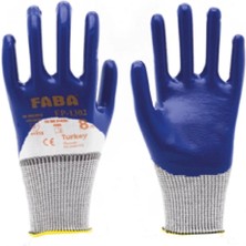 Faba EP-1302 Mavi 3/4 Kaplı Örme Nitril Eldiven 1AD.X12 ÇİFT