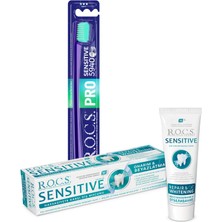 Rocs Sensitive Repair White - Onarım ve Beyazlatma Florürsüz Diş Macunu + PRO SENSİTİVE Diş Fırçası Seti