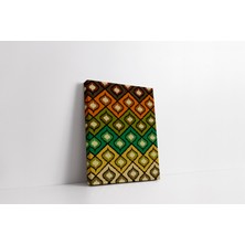Rugs Modern Kanvas Tablo 1221 Etnik Siyah Taba Yeşil Geometrik BASKILI 264