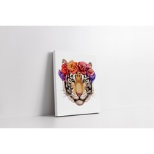 Kanvas Tablo Gül Taçlı Kaplan Yüzü 234