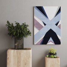 Rugs Modern Kanvas Tablo Lacivert Mavi Pembe Beyaz Çizgiler 132