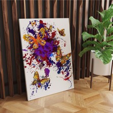 Rugs Modern Kanvas Tablo Çok Renkli Soyut ve Kelebek Temalı 51