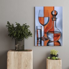 Rugs Modern Kanvas Tablo Turuncu Kadeh ve Şişe Temalı 90
