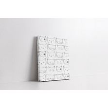 Kanvas Tablo Beyaz Siyah Kedi Suratları 244