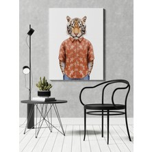 Rugs Modern Kanvas Tablo Turuncu Gömlekli Panter Hayvan Temalı 161