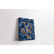 Rugs Modern Kanvas Tablo Mavi ve Lacivert Renkli Japon Balıkları 178