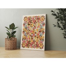 Rugs Modern Kanvas Tablo Mavi Pembe Sarı Vintage Temalı 134