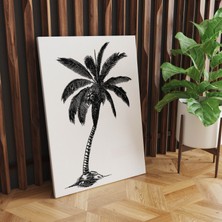 Rugs Modern Kanvas Tablo Siyah Beyaz Palmiye 18