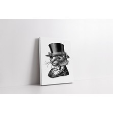 Rugs Modern Kanvas Tablo Siyah Beyaz Gözlüklü Kedi 281